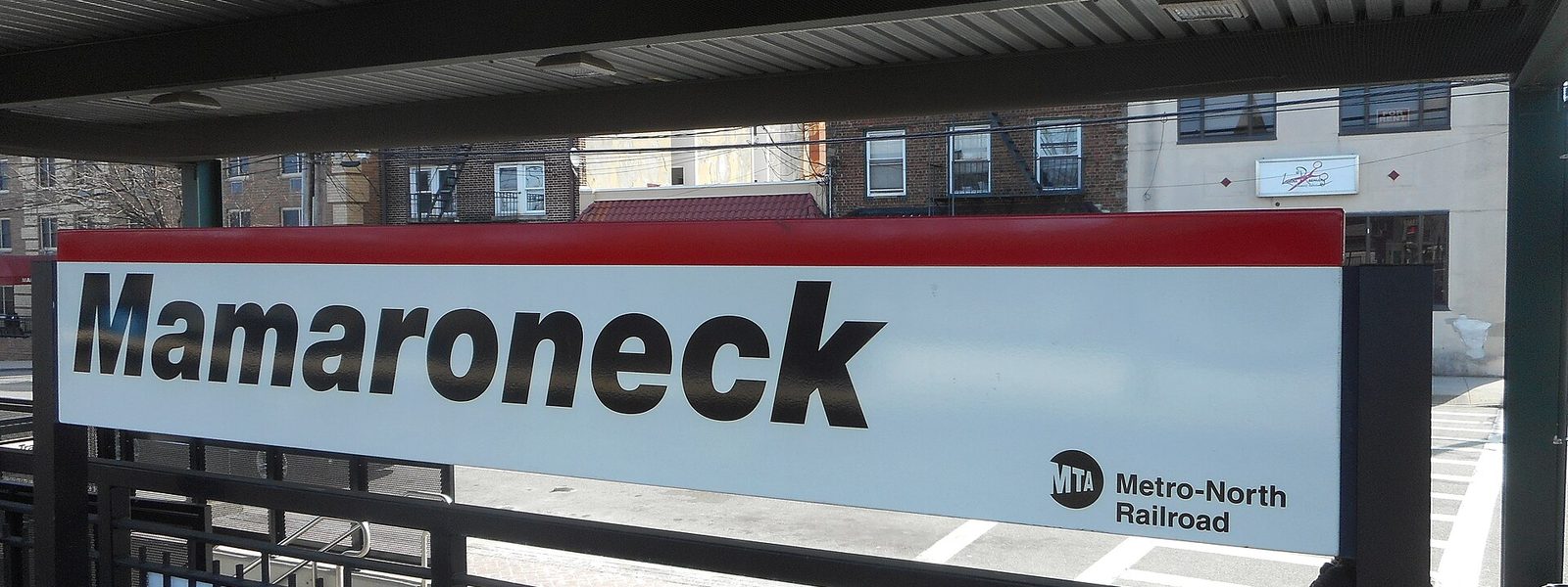 The Metro-North station sign at Mamaroneck, Westchester County