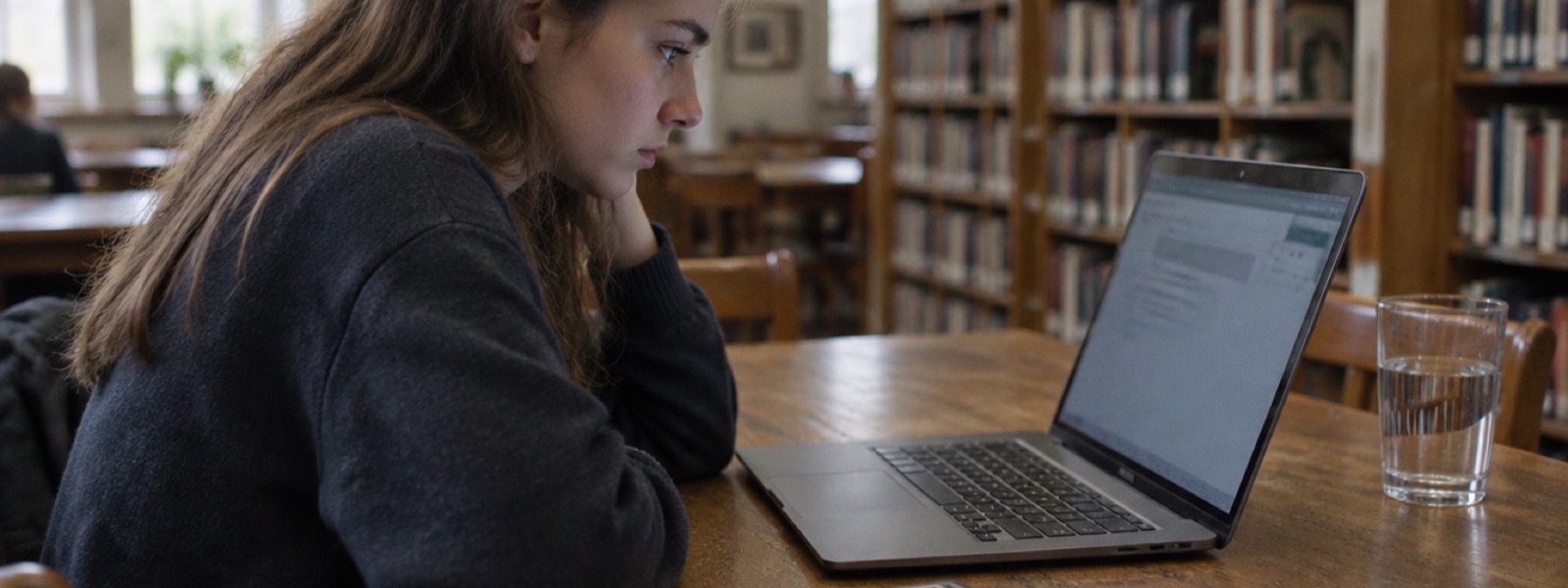 Une lycéenne passant un examen numérique chronométré